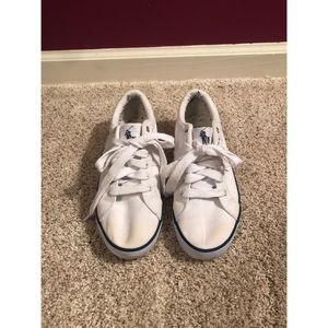 White and Navy Polo Tennis Shoes
